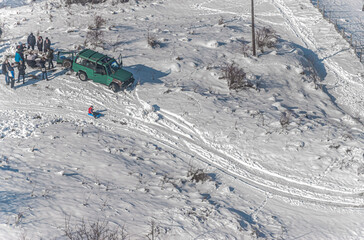 Kid snow sliding