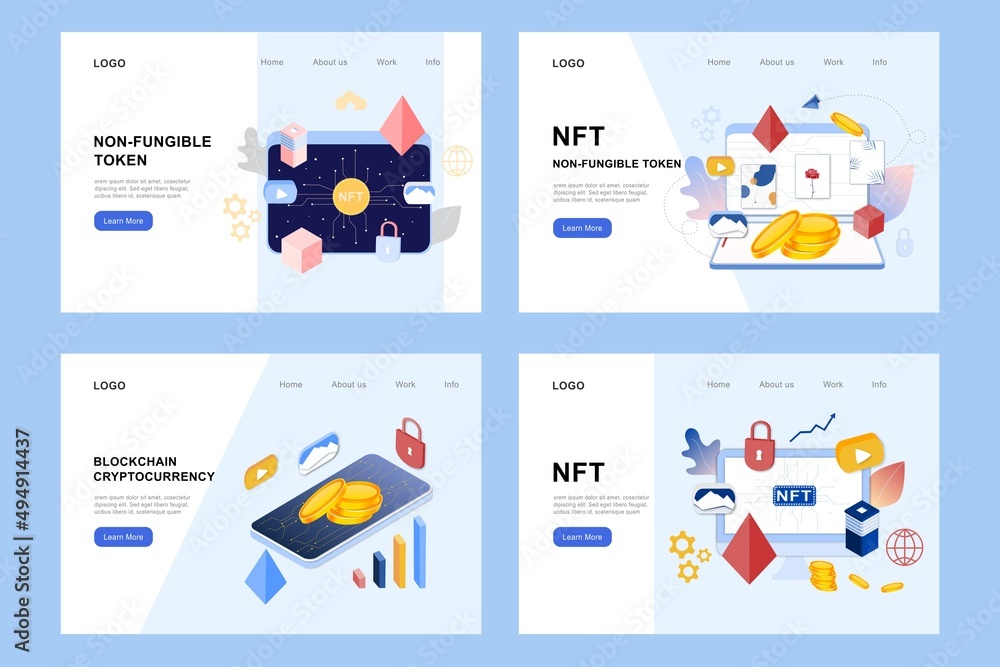 Poster nft non fungible token infographic with lines and dots network. pay for unique collectible video, ga