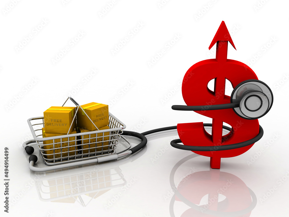 Aufkleber 3d rendering dollar symbol with card box connected stethoscope