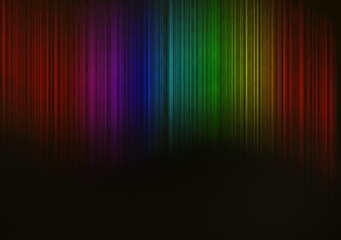 abstract black background with rainbow coloured stripes and copy space
