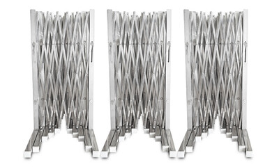 portable stainless steel barrier for road blocker on white background