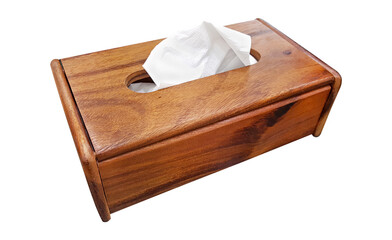 Tissue Box made of wood on a white background