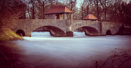 The Elster Weir or Palmengartenwehr at city of Leipzig, Saxony, Germany