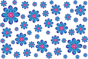 Vector background with beautiful blooming blue flowers, color gradient