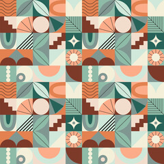 Seamless geometric pattern with abstract mosaic