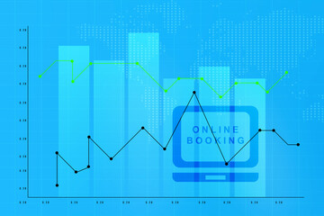 2d rendering Stock market online business concept. business Graph 