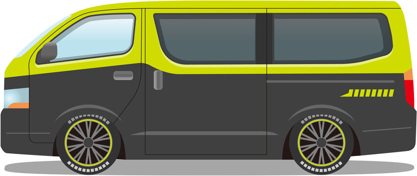 Japanese car custom van onebox vector illustration
