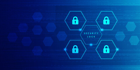 2d illustration Safety concept: Closed Padlock on digital background