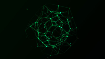 Network connection structure in the form of a sphere . Technology connect big data. Science background. Abstract geometric 3D objects. 3D rendering.