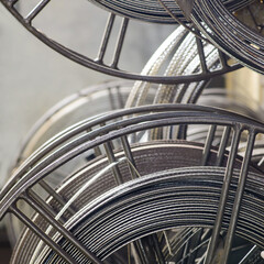 abstract metal texture close up, coiled wire
