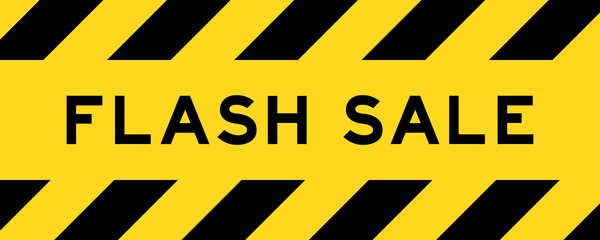 Yellow and black color with line striped label banner with word flash sale