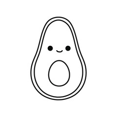 Cute avocado doodle simple illustration black and white