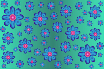 Vector background with beautiful blooming blue flowers, color gradient