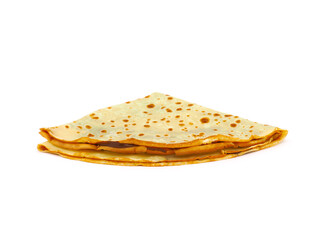 Homemade chocolate crepes isolated on white background