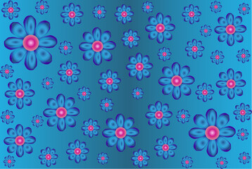 Vector background with beautiful blooming blue flowers, color gradient