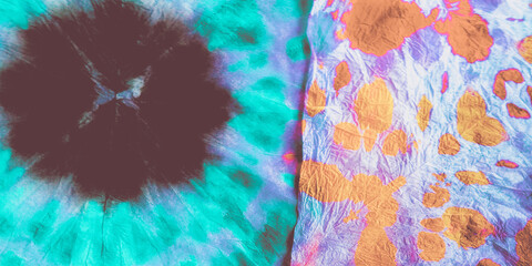 Multicolour Kaleidoscope Tie Dye. 90s Tribal