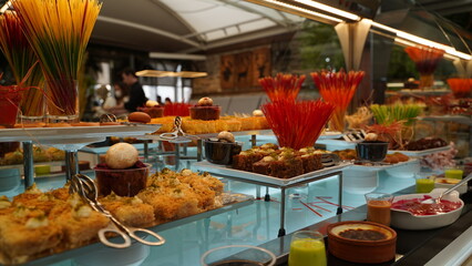 Buffet Dessert Section in a Luxury Restaurant