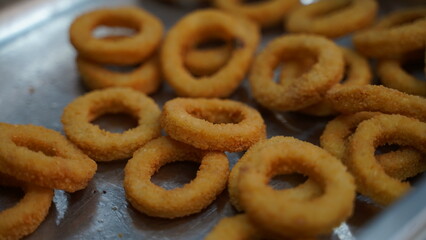 Fried Onion Rings Close Up