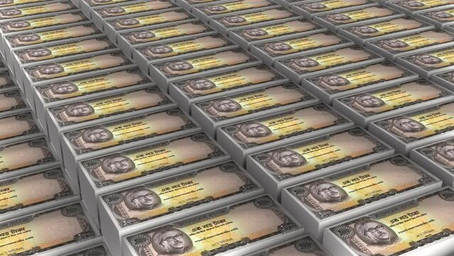 3D Animation of Bangladeshi Taka Banknotes Money Stack Seamless Loop