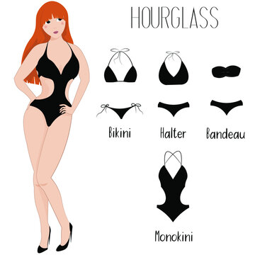 Hourglass female figure type vector. How to choose a swimsuit