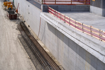 Highway enclosure construction site at City of Zürich on a cloudy spring day. Photo taken March...