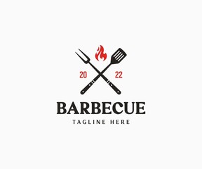 BBQ and grill party logo design. Barbecue logo design template