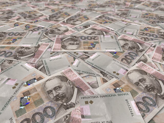 Closeup of croatian kuna banknotes