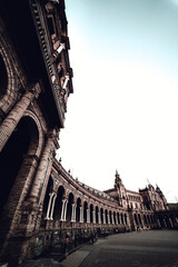 Stunning view of a historical building in Spain Square, a historical landmark in Seville, Spain