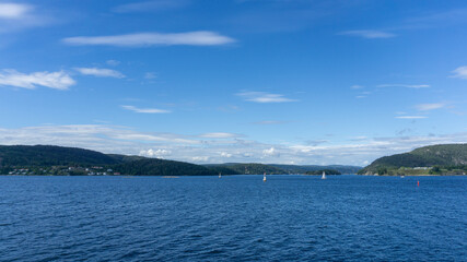 Fototapeta na wymiar Oslo fjord as seen from Drøbak town in Norway.