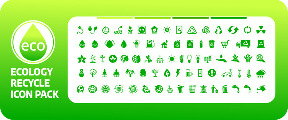 Ecology Recycle And Renewable Energy Green Icons Set