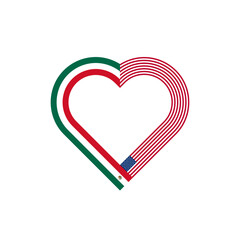 unity concept. heart ribbon icon with mexico and united states flags. vector illustration isolated on white background