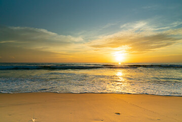 Beautiful Sunset tropical beach sea in Phuket Thailand.