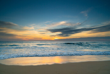 Beautiful Sunset tropical beach sea in Phuket Thailand.