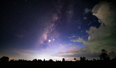 Milky way dark sky and starry loop. Milky way night sky and star.