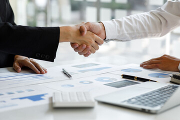 Businessman handshake for teamwork of business merger and acquisition,successful negotiate,hand...