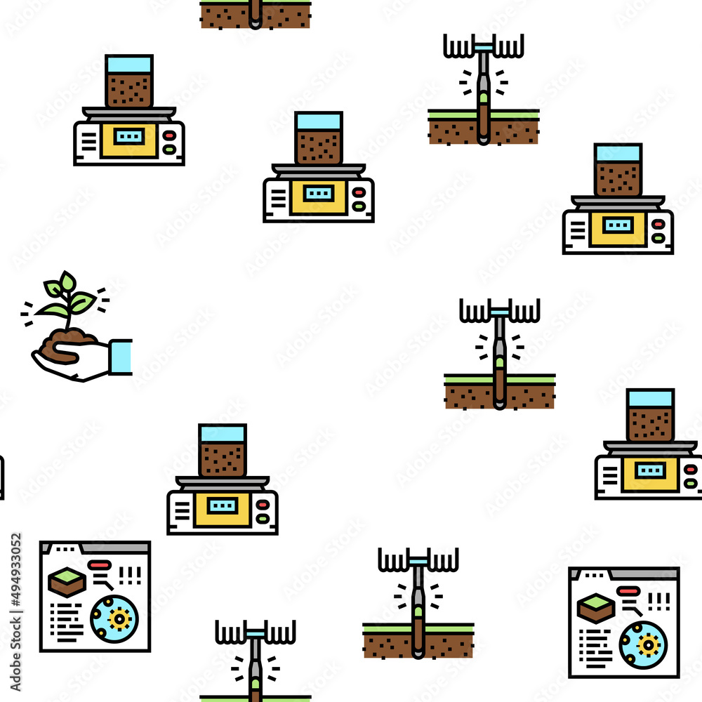 Aufkleber soil testing nature vector seamless pattern thin line illustration