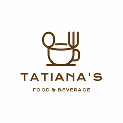 Minimalist Mug, Fork, Spoon for Coffee and Resto Logo