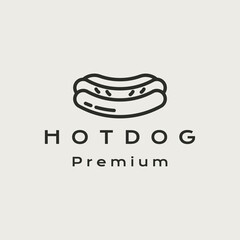 Retro Line art Hot Dog, Hamburger Logo Design Vector Illustration