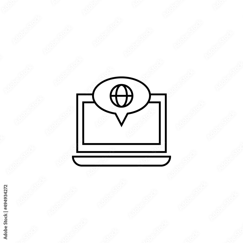 Poster computer, internet and communication concept. modern monochrome sign in flat style. suitable for web