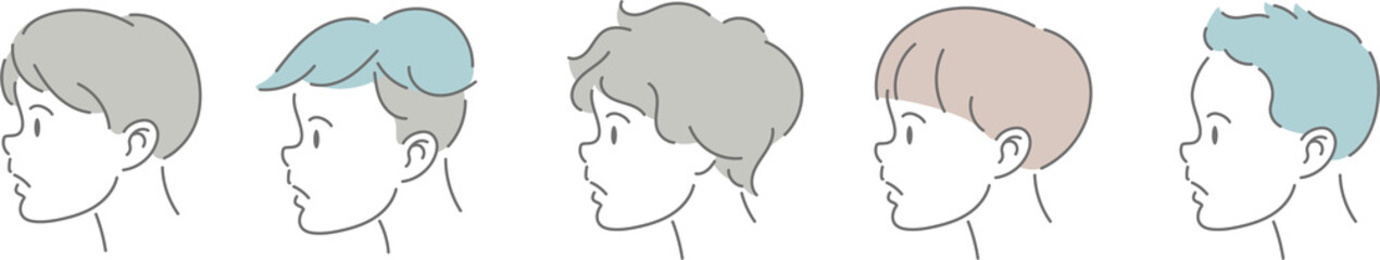 男性　横顔　セット　