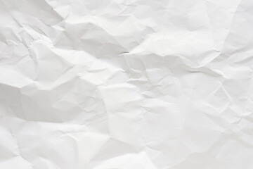 White crumpled paper texture background.