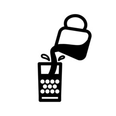Pouring pearl milk tea from a jug into a glass, Vector, Icon, Illustration.