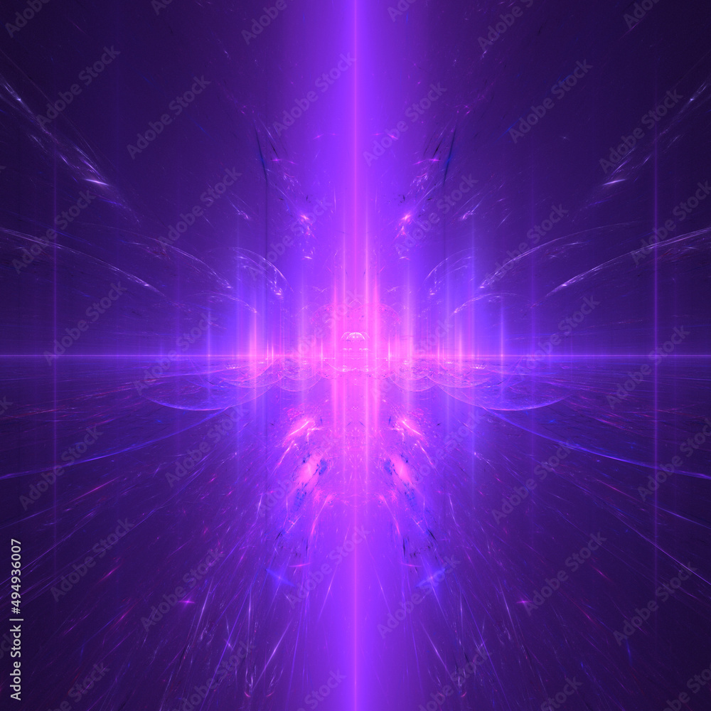 Poster abstract fractal backdrop with a purple kaleidoscope pattern