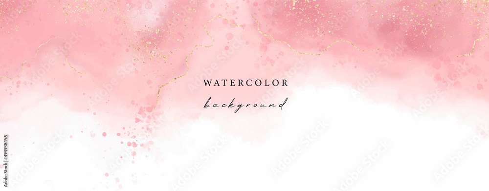 Wall mural vector watercolor horizontal universal background with glitter and copy space for text