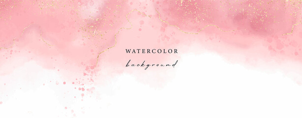 Vector watercolor horizontal universal background with glitter and copy space for text