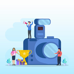 Photo competition illustration vector landing page. Photography Competition