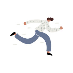 Hand drawn doodle running person. Concept of moving fast. Isolated vector illustration