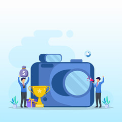 Photo competition illustration vector landing page. Photography Competition