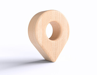 3D rendering of a wooden pointer isolated on white background