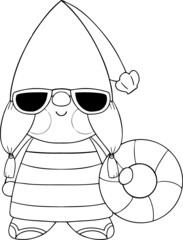 Gnome summer cute cartoon illustration vector hand drawn